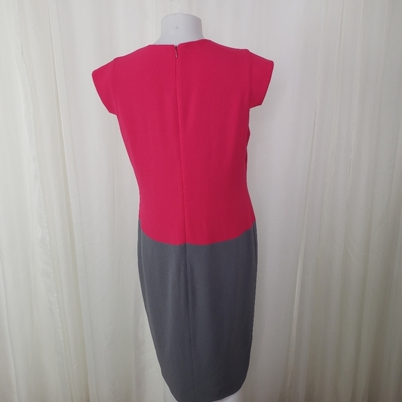 Eliane Stoleru Israel unique pink gray sheath dress colorblock step sleeves 10 - Picture 7 of 9